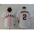 Youth Nike Houston Astros#2 Alex Bregman Authentic White Alternate Cool Base Baseball Jersey