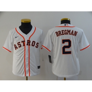 Youth Nike Houston Astros#2 Alex Bregman Authentic White Alternate Cool Base Baseball Jersey