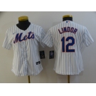 Nike Women's New York Mets #12 Francisco Lindor Authentic Royal White Alternate Home Cool Base Baseball Jersey