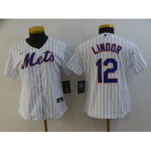 Nike Women's New York Mets #12 Francisco Lindor Authentic Royal White Alternate Home Cool Base Baseball Jersey