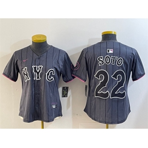 Women's New York Mets #22 Juan Soto Graphite 2024 City Connect Limited Stitched Baseball Jersey