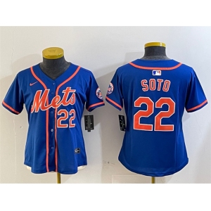 Women's New York Mets #22 Juan Soto Royal 2024 Alternate Limited Stitched Baseball Jersey