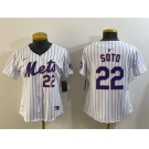 Women's New York Mets #22 Juan Soto White 2024 Home Limited Stitched Baseball Jersey