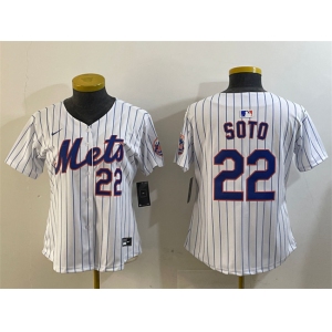 Women's New York Mets #22 Juan Soto White 2024 Home Limited Stitched Baseball Jersey