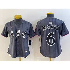 Women's New York Mets #6 Starling Marte Gray 2024 City Connect Cool Base Stitched Jersey