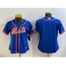 Women's New York Mets Blank Royal Cool Base Stitched Baseball Jersey