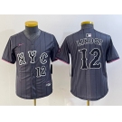 Youth New York Mets #12 Francisco Lindor Number Grey 2024 City Connect Cool Base Stitched Jersey