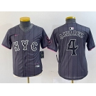 Youth New York Mets #4 Francisco Alvarez Gray 2024 City Connect Cool Base Stitched Jersey