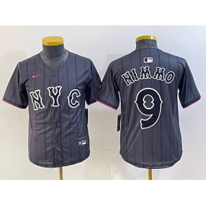 Youth New York Mets #9 Brandon Nimmo Gray 2024 City Connect Cool Base Stitched Jersey