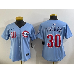 Women's Chicago Cubs #30 Kyle Tucker Blue 2024 25 2nd Alternatemited Stitched Baseball Jersey
