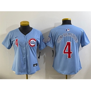 Women's Chicago Cubs #4 Pete Crow-Armstrong Blue 2024 25 2nd Alternatemited Stitched Baseball Jersey