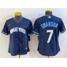 Women's Chicago Cubs #7 Dansby Swanson Navy City Connect Stitched Jersey