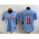 Women's Chicago Cubs #8 Ian Happ Blue 2024 25 2nd Alternatemited Stitched Baseball Jersey
