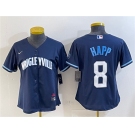 Women's Chicago Cubs #8 Ian Happ Navy City Connect Stitched Jersey