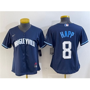 Women's Chicago Cubs #8 Ian Happ Navy City Connect Stitched Jersey