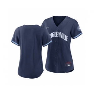 Women's Chicago Cubs Blank 2021 Navy City Connect Stitched Baseball Jersey