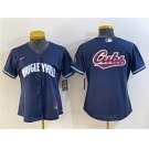 Women's Chicago Cubs Team Big Logo Navy City Connect Stitched Jersey