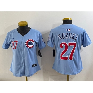 Youth Chicago Cubs #27 Seiya Suzuki Blue 2024-25 2nd Alternate Limited Stitched Baseball Jersey
