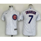 Youth Chicago Cubs #7 Dansby Swanson White Stitched MLB Cool Base Nike Jersey