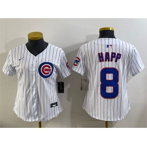 Youth Chicago Cubs #8 Ian Happ White Home Limited Stitched Baseball Jersey