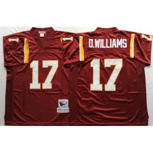 Mitchell and Ness Washington Redskins #17 Doug Williams Red With 50TH Patch Authentic Throwback Football Jersey