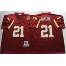 Mitchell and Ness Washington Redskins #21 Sean Taylor Red With 50TH Patch Authentic Throwback Football Jersey