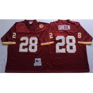 Mitchell and Ness Washington Redskins #28 Darrell Green Red With 50TH Patch Authentic Throwback Football Jersey