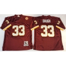 Mitchell and Ness Washington Redskins #33 Sammy Baugh Red With 50TH Patch Authentic Throwback Football Jersey