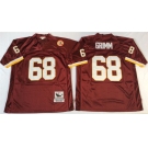 Mitchell and Ness Washington Redskins #68 Russ Grimm Red With 50TH Patch Authentic Throwback Football Jersey