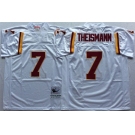 Mitchell and Ness Washington Redskins #7 Joe Theismann White With 50TH Patch Authentic Throwback Football Jersey