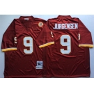 Mitchell and Ness Washington Redskins #9 Sonny Jurgensen Red With 50TH Patch Authentic Throwback Football Jersey