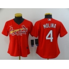 Women Nike St.Louis Cardinals #4 Yadier Molina Red Alternate Stitched Baseball Jersey