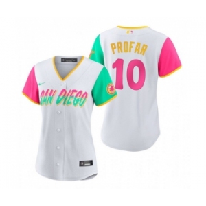 Women's San Diego Padres #10 Jurickson Profar White 2022 City Connect Cool Base Stitched Baseball Jerse