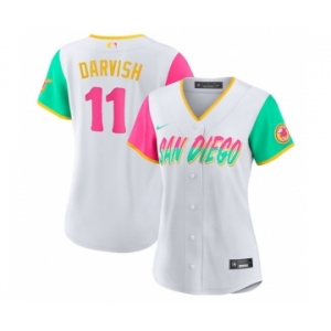 Women's San Diego Padres #11 Yu Darvish White 2022 City Connect Cool Base Stitched Baseball Jersey