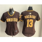 Women's San Diego Padres #13 Manny Machado Brown Limited Stitched Baseball Jersey