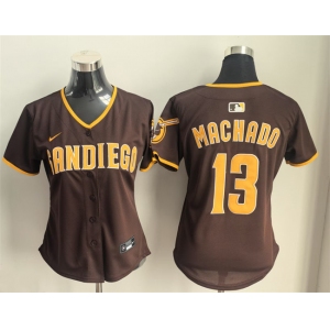 Women's San Diego Padres #13 Manny Machado Brown Limited Stitched Baseball Jersey