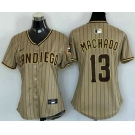 Women's San Diego Padres #13 Manny Machado Khaki Limited Cool Base Jersey