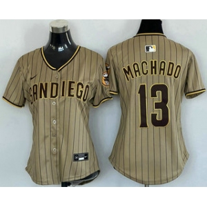 Women's San Diego Padres #13 Manny Machado Khaki Limited Cool Base Jersey