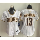 Women's San Diego Padres #13 Manny Machado White Home Limited Stitched Baseball Jersey