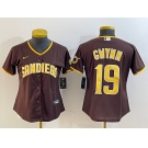 Women's San Diego Padres #19 Tony Gwynn Brown Stitched Baseball Jersey