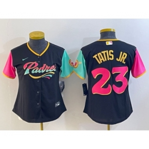 Women's San Diego Padres #23 Fernando Tatis Jr Black 2022 City Connect Cool Base Stitched Jersey