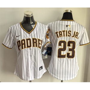 Women's San Diego Padres #23 Fernando Tatis Jr. White Home Limited Stitched Baseball Jersey