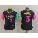 Women's San Diego Padres #3 Jackson Merrill Black Player Number Fashion Baseball Jersey