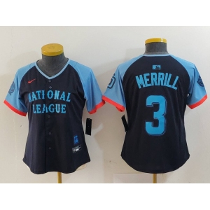 Women's San Diego Padres #3 Jackson Merrill Navy 2024 All Star Limited Stitched Jersey