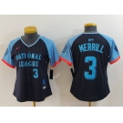 Women's San Diego Padres #3 Jackson Merrill Number Navy 2024 All Star Limited Stitched Jersey