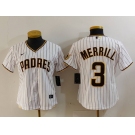 Women's San Diego Padres #3 Jackson Merrill White Cool Base Stitched Jersey