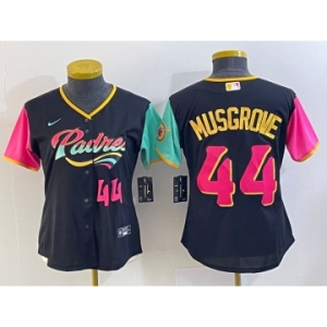 Women's San Diego Padres #44 Joe Musgrove Number Black 2022 City Connect Cool Base Stitched Jersey