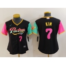 Women's San Diego Padres #7 Ha Seong Kim Black Player Number Fashion Baseball Jersey