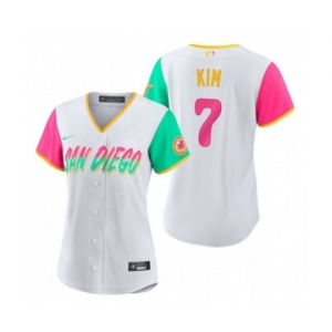 Women's San Diego Padres #7 Ha Seong Kim White 2022 City Connect Cool Base Stitched Baseball Jersey