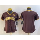 Women's San Diego Padres Blank Brown With PS Patch Cool Base Stitched Jersey